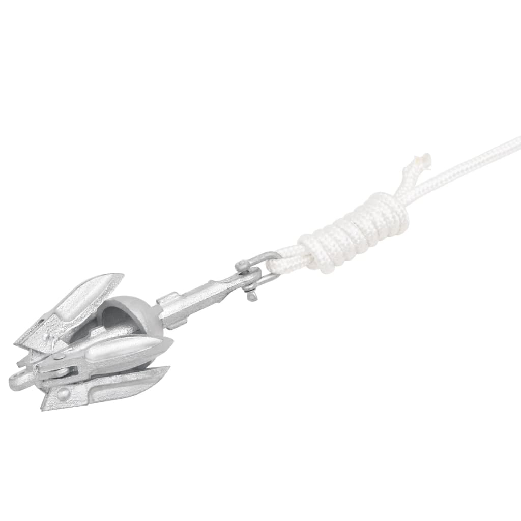 Klappanker mit Seil Silber 0,7 kg Feuerverzinktes Gusseisen