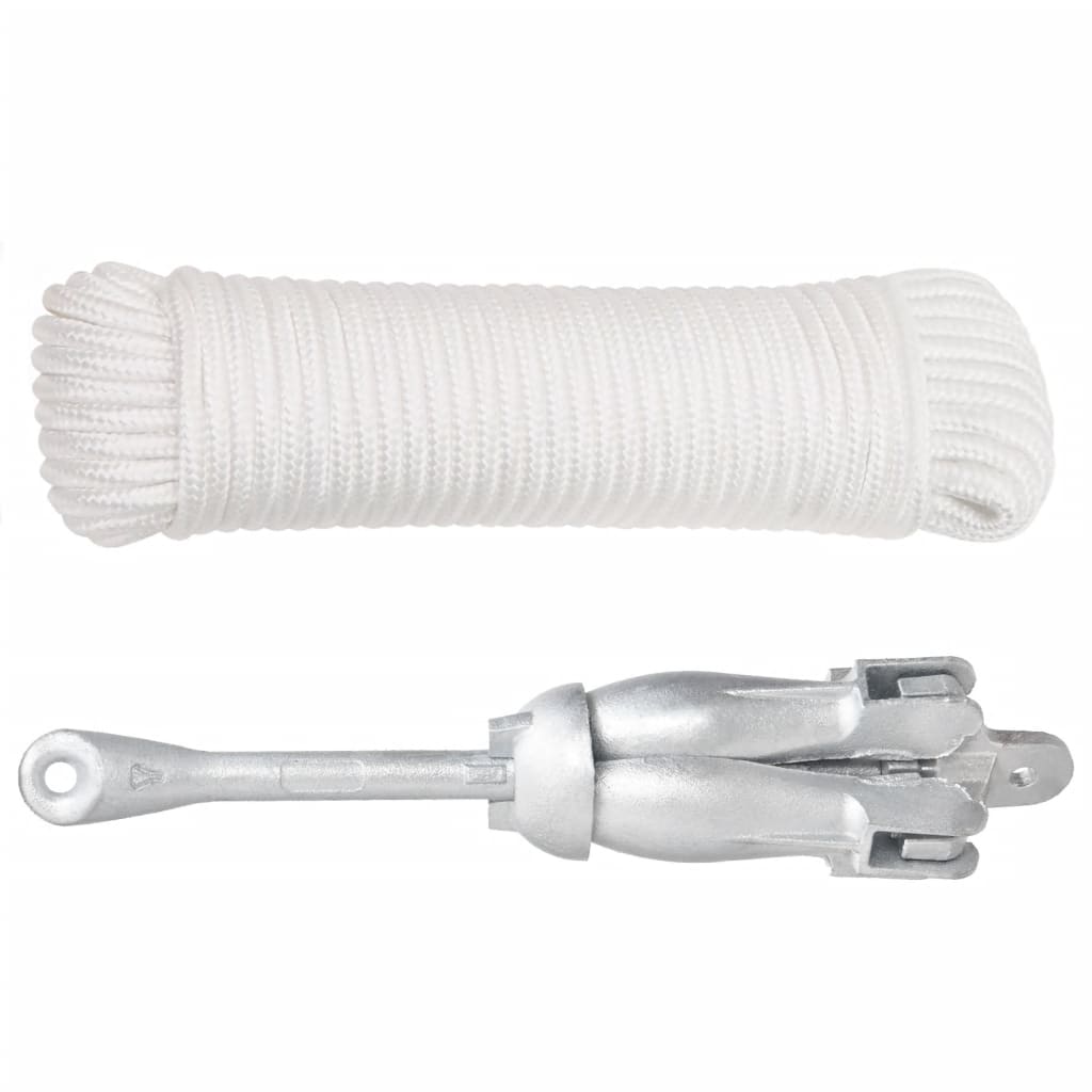 Klappanker mit Seil Silber 4 kg feuerverzinktes Gusseisen