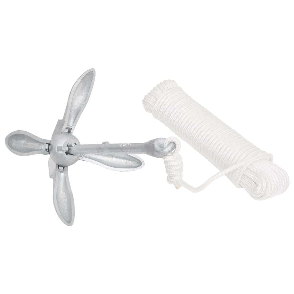 Klappanker mit Seil Silber 4 kg feuerverzinktes Gusseisen