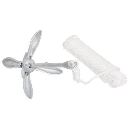Klappanker mit Seil Silber 4 kg feuerverzinktes Gusseisen