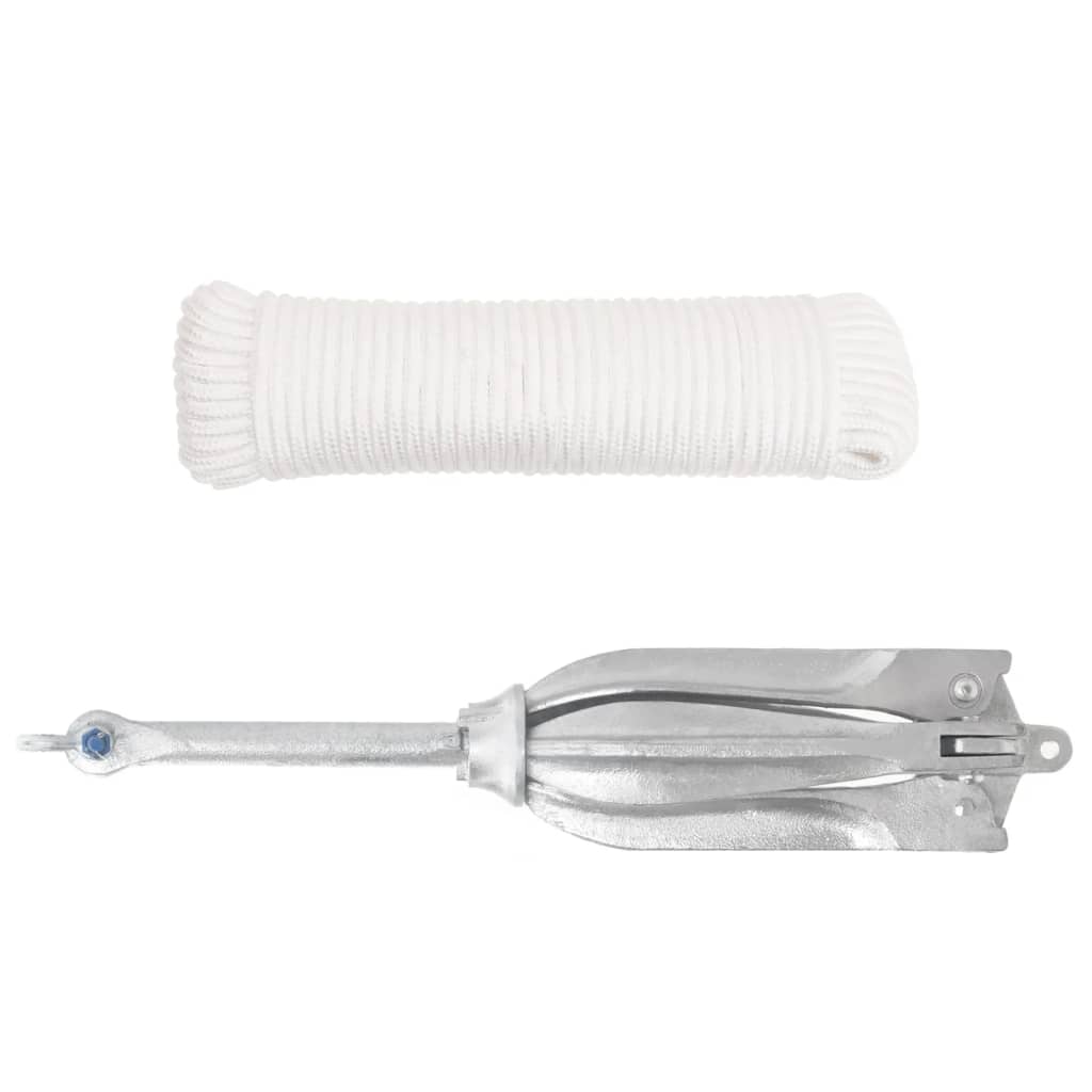 Klappanker mit Seil Silber 12 kg Feuerverzinktes Gusseisen