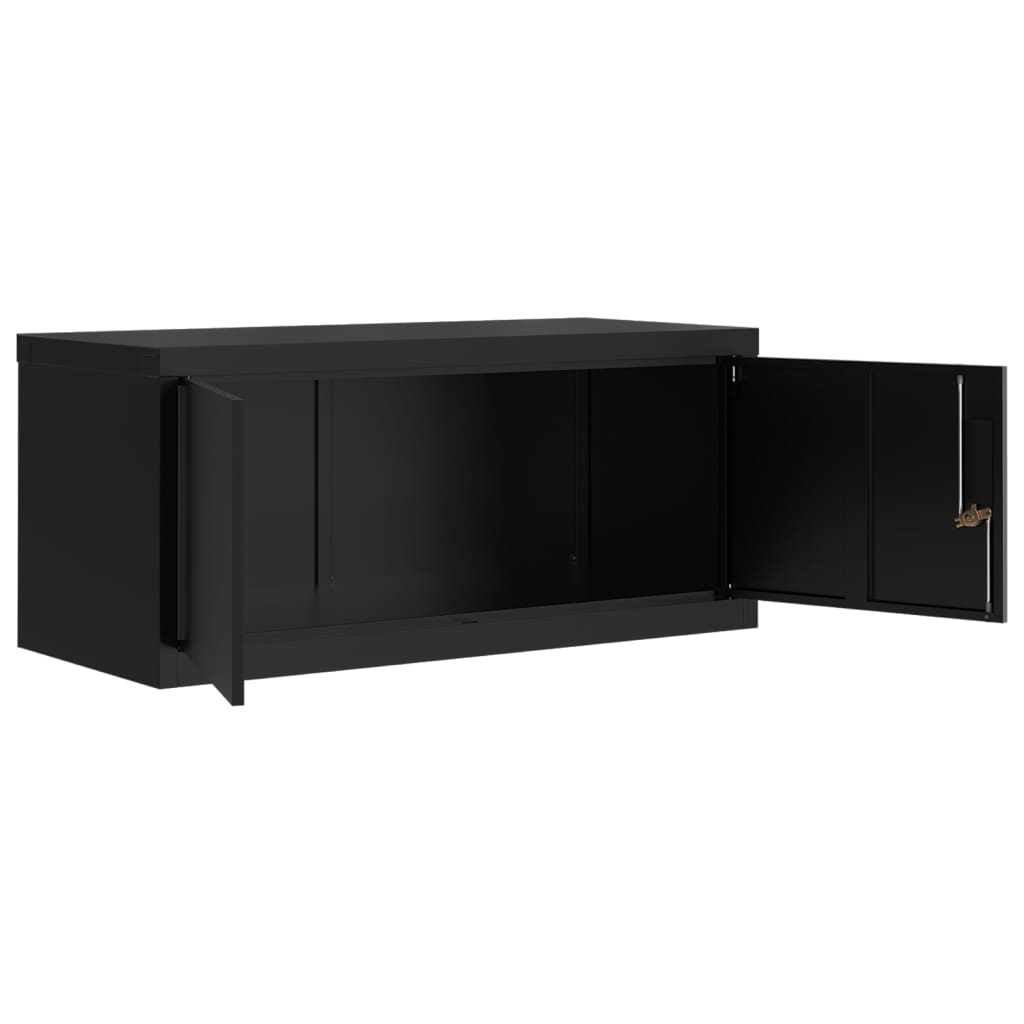 Aktenschrank Schwarz 90x40x220 cm Stahl