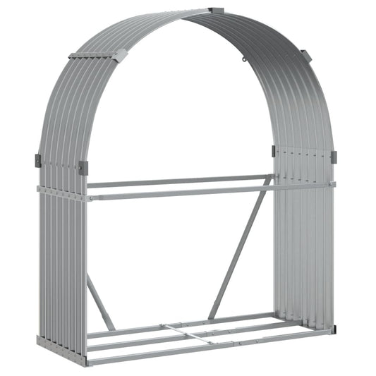 Kaminholzunterstand Hellgrau 120x45x140 cm Verzinkter Stahl
