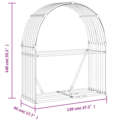 Kaminholzunterstand Braun 120x45x140 cm Verzinkter Stahl