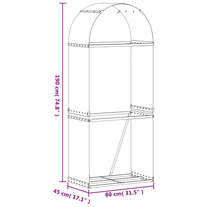 Kaminholzunterstand Holzoptik 80x45x190 cm Verzinkter Stahl