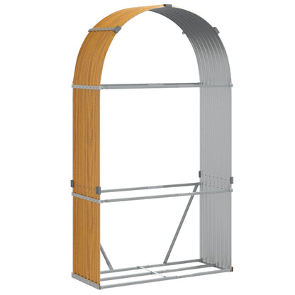 Kaminholzunterstand Holzoptik 120x45x210 cm Verzinkter Stahl