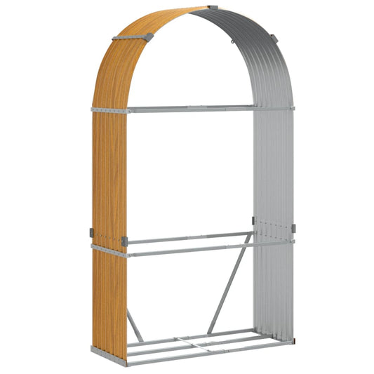 Kaminholzunterstand Holzoptik 120x45x210 cm Verzinkter Stahl