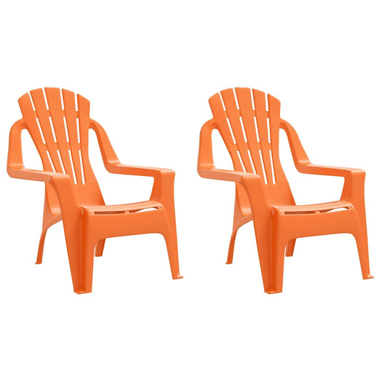 Kinder-Gartenstühle 2 Stk. Orange 37x34x44 cm PP Holzoptik