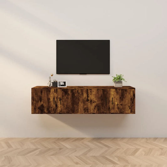TV-Wandschränke 2 Stk. Räuchereiche 80x34,5x40 cm