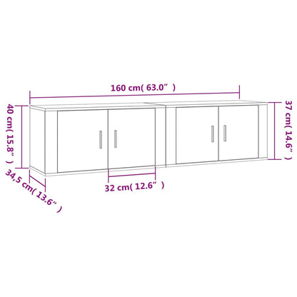TV-Wandschränke 2 Stk. Grau Sonoma 80x34,5x40 cm