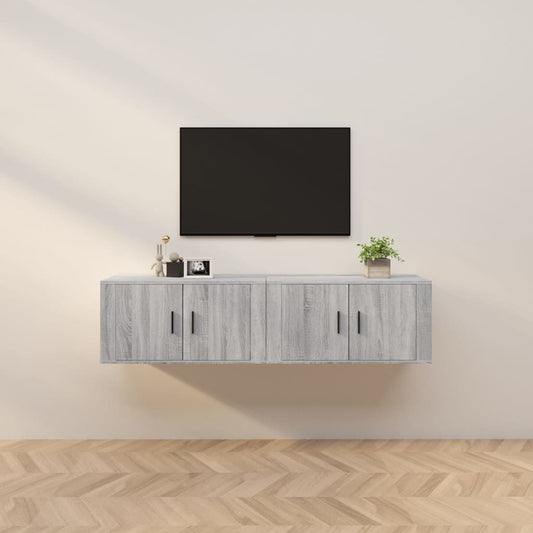TV-Wandschränke 2 Stk. Grau Sonoma 80x34,5x40 cm