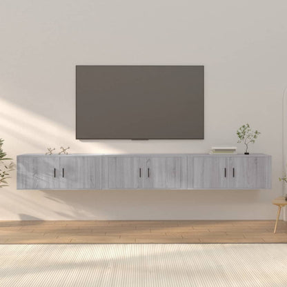 TV-Wandschränke 3 Stk. Grau Sonoma 100x34,5x40 cm