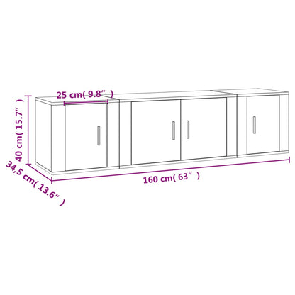 3-tlg. TV-Schrank-Set Weiß Holzwerkstoff