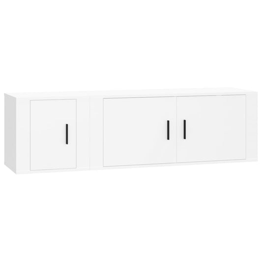2-tlg. TV-Schrank-Set Weiß Holzwerkstoff