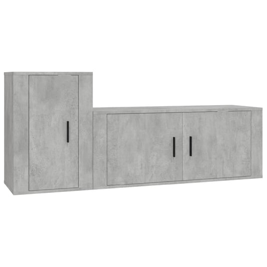 2-tlg. TV-Schrank-Set Betongrau Holzwerkstoff