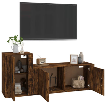 2-tlg. TV-Schrank-Set Räuchereiche Holzwerkstoff