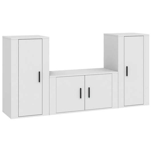 3-tlg. TV-Schrank-Set Weiß Holzwerkstoff