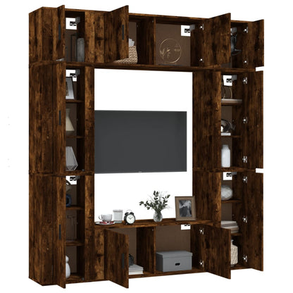 8-tlg. TV-Schrank-Set Räuchereiche Holzwerkstoff