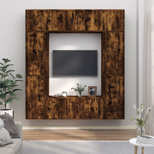 8-tlg. TV-Schrank-Set Räuchereiche Holzwerkstoff
