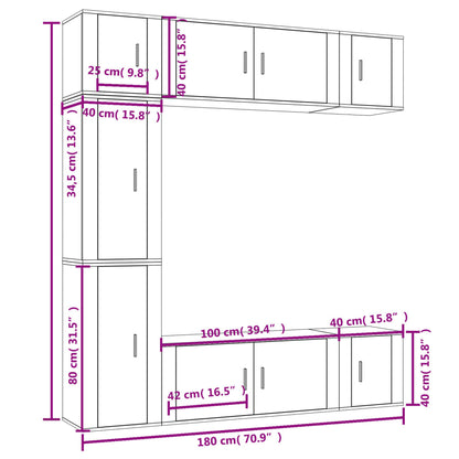 7-tlg. TV-Schrank-Set Weiß Holzwerkstoff