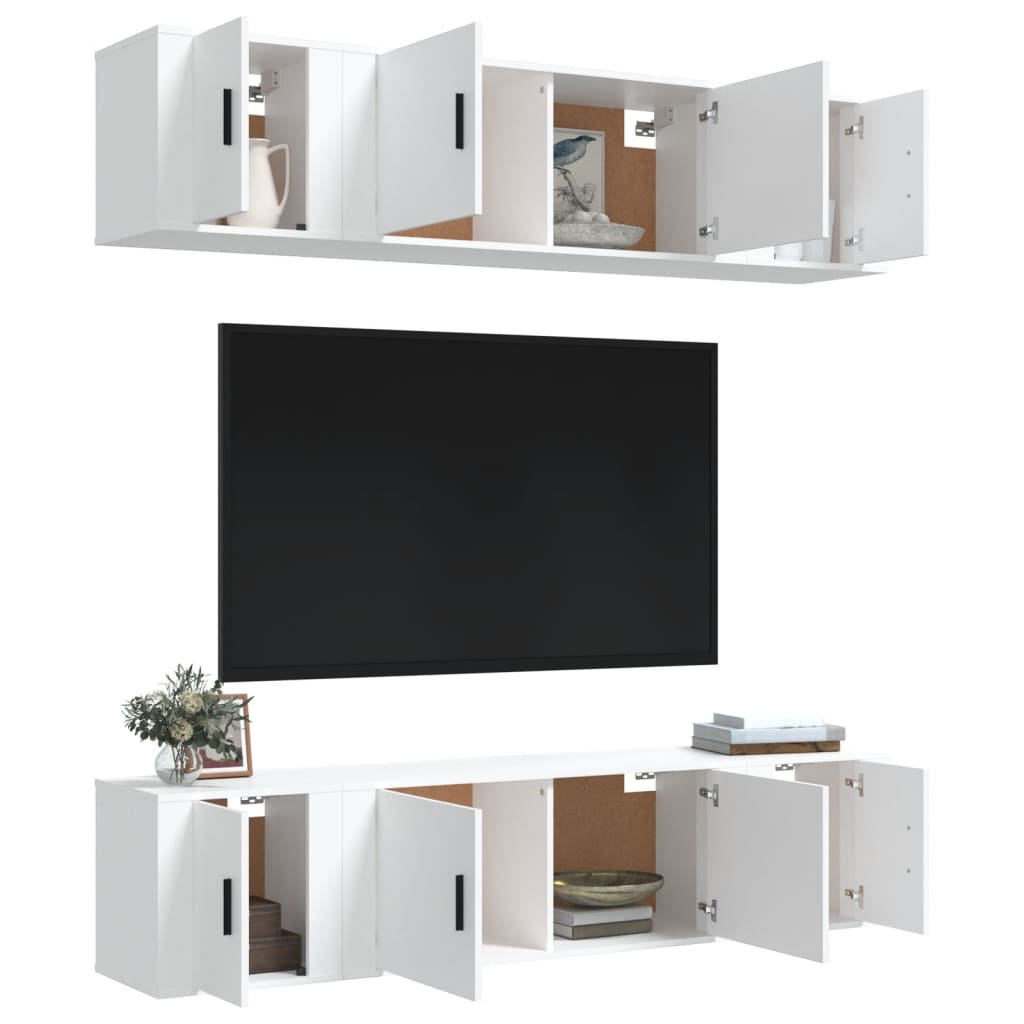 6-tlg. TV-Schrank-Set Weiß Holzwerkstoff