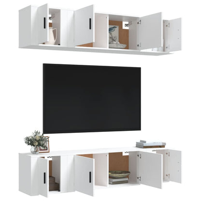 6-tlg. TV-Schrank-Set Weiß Holzwerkstoff