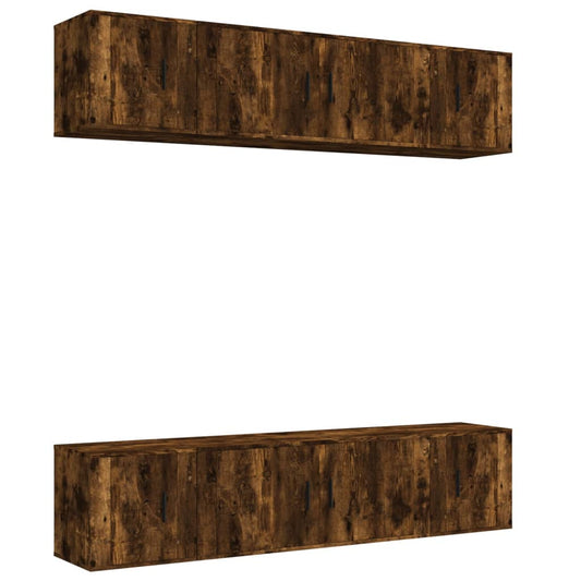 6-tlg. TV-Schrank-Set Räuchereiche Holzwerkstoff