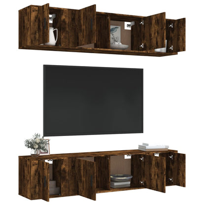 6-tlg. TV-Schrank-Set Räuchereiche Holzwerkstoff