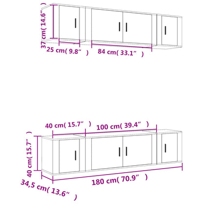 6-tlg. TV-Schrank-Set Räuchereiche Holzwerkstoff