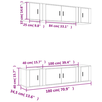 6-tlg. TV-Schrank-Set Grau Sonoma Holzwerkstoff