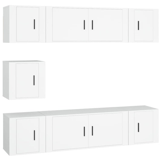 7-tlg. TV-Schrank-Set Weiß Holzwerkstoff