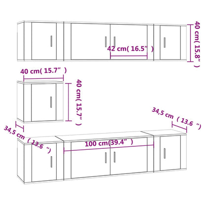 7-tlg. TV-Schrank-Set Weiß Holzwerkstoff