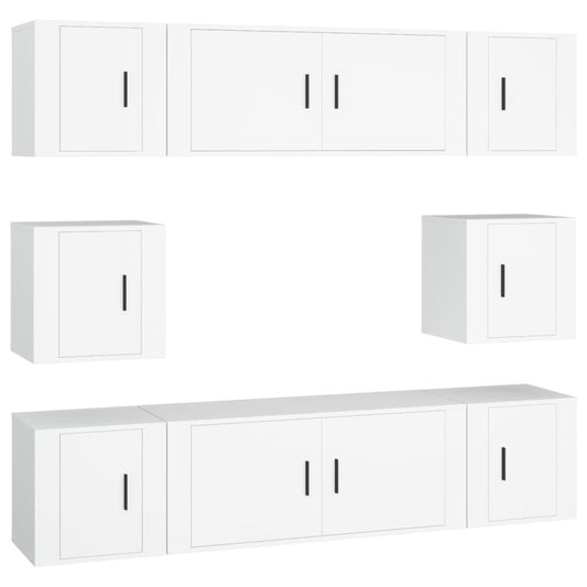 8-tlg. TV-Schrank-Set Weiß Holzwerkstoff