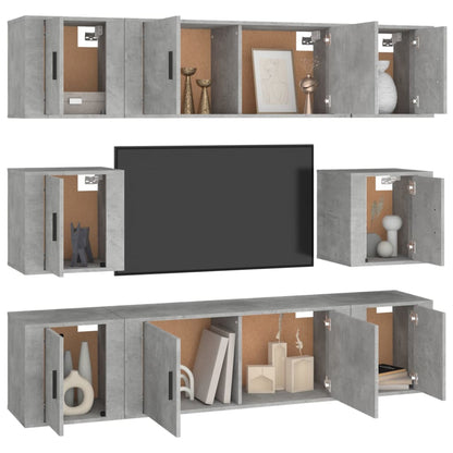 8-tlg. TV-Schrank-Set Betongrau Holzwerkstoff