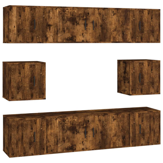 8-tlg. TV-Schrank-Set Räuchereiche Holzwerkstoff