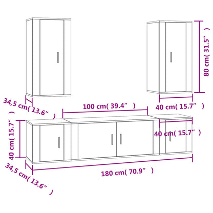 5-tlg. TV-Schrank-Set Weiß Holzwerkstoff