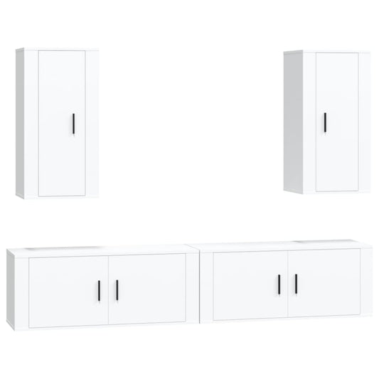 4-tlg. TV-Schrank-Set Weiß Holzwerkstoff