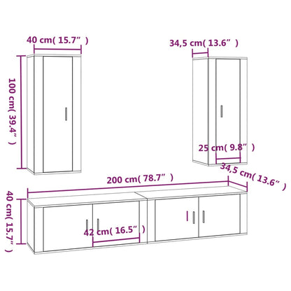 4-tlg. TV-Schrank-Set Räuchereiche Holzwerkstoff