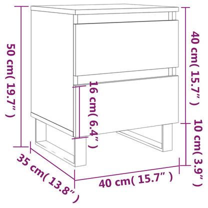 Nachttische 2 Stk. Grau Sonoma 40x35x50 cm Holzwerkstoff