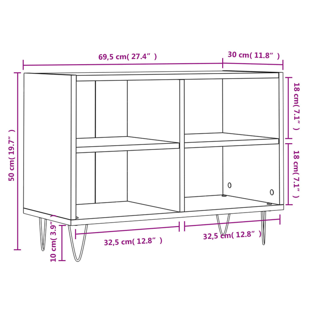 TV-skab Sort 69,5x30x50 cm Træ Materiale
