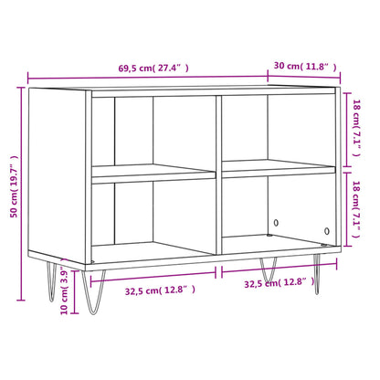 TV-skab Sort 69,5x30x50 cm Træ Materiale