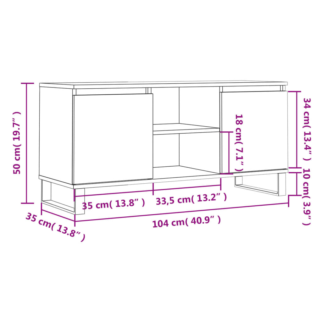 TV-Schrank Räuchereiche 104x35x50 cm Holzwerkstoff