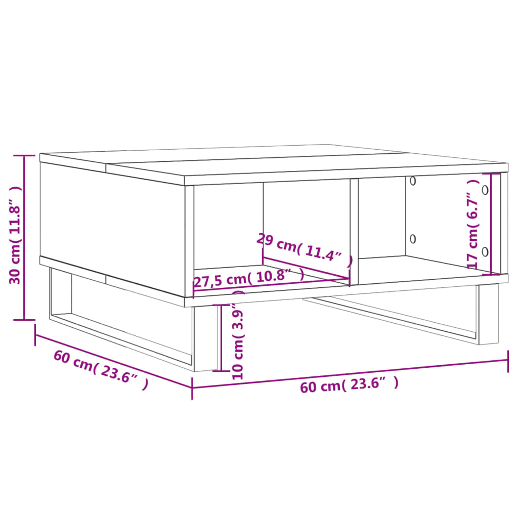 Sofabord Hvid 60x60x30 cm Træ Materiale