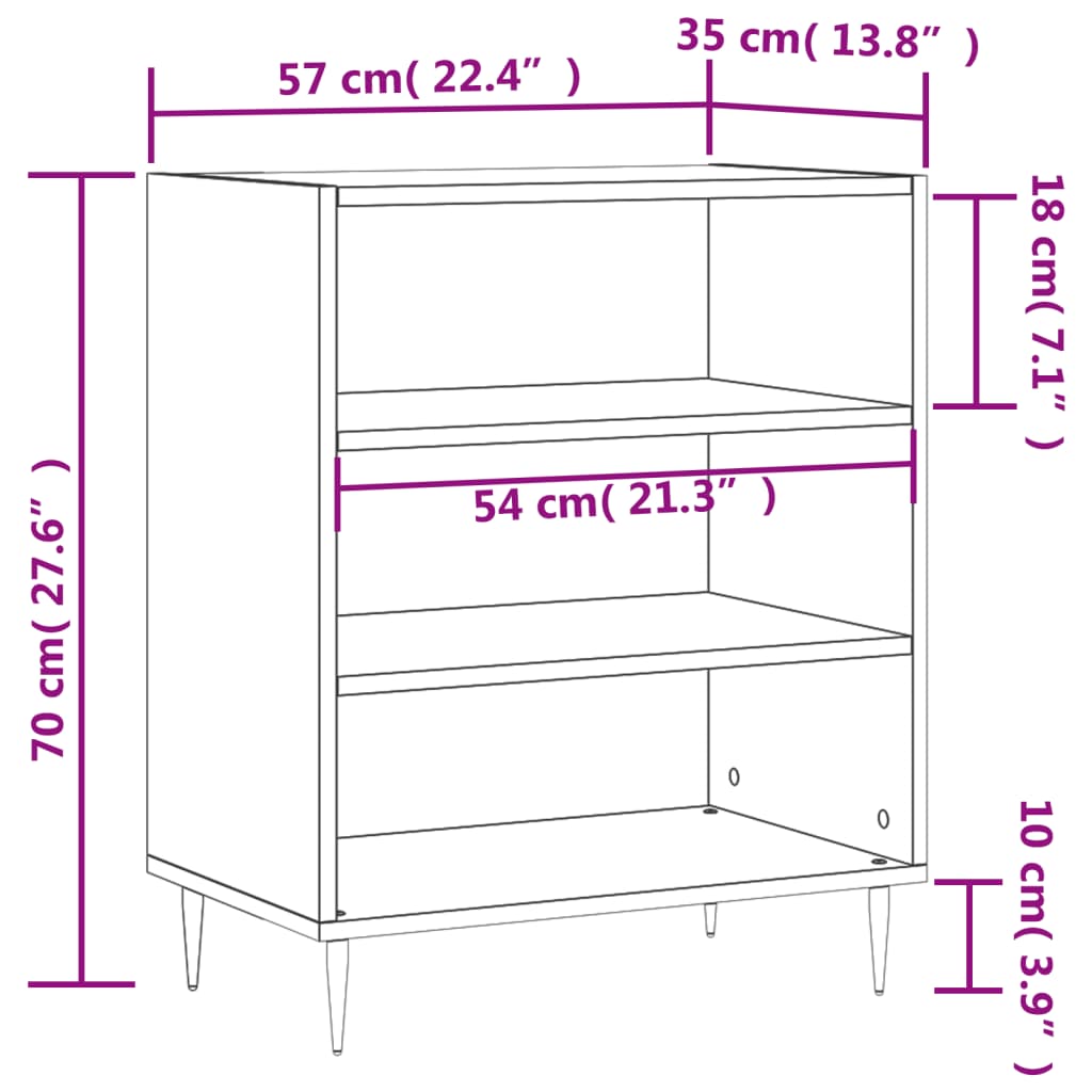Sideboard Grau Sonoma 57x35x70 cm Holzwerkstoff
