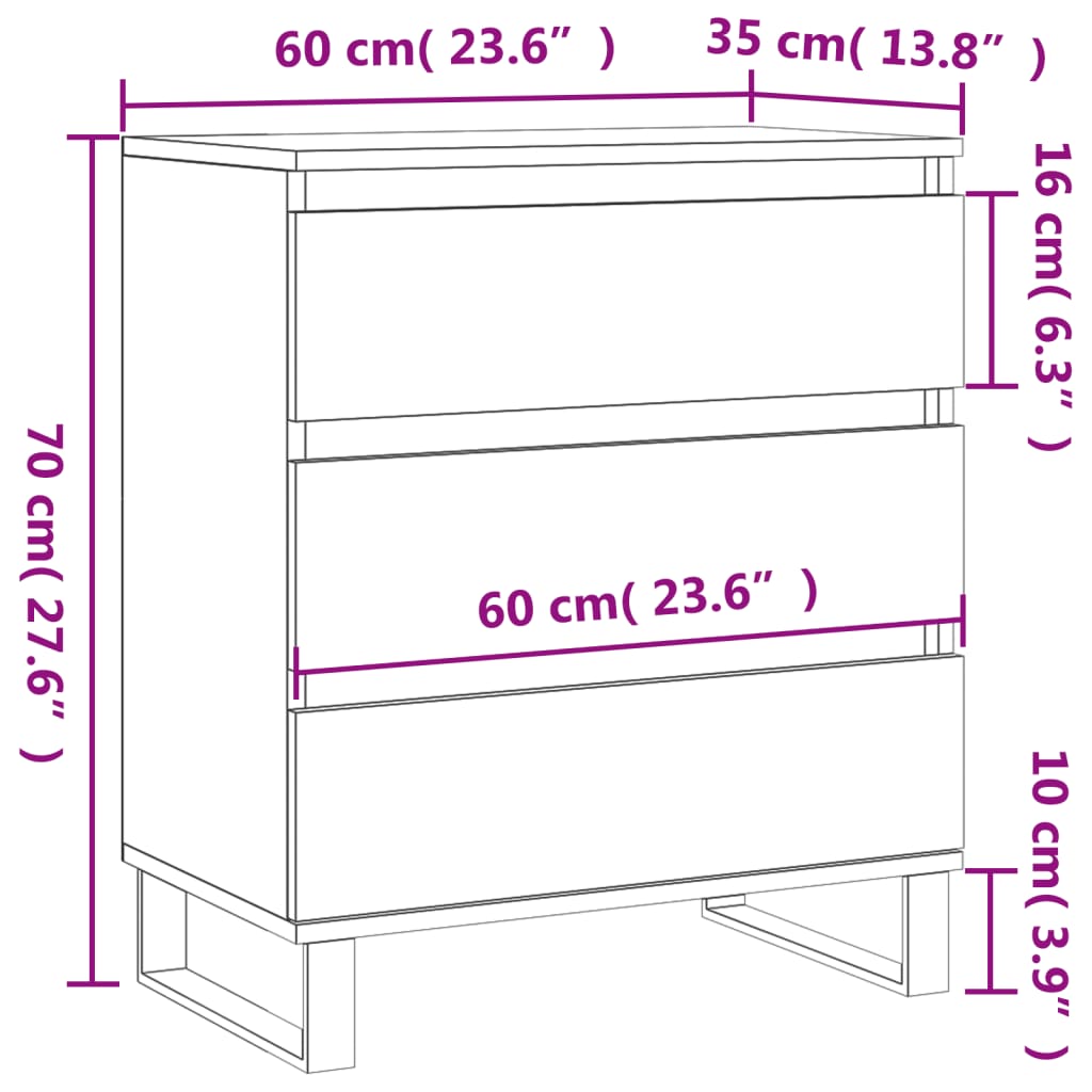 Sideboard Grau Sonoma 60x35x70 cm Holzwerkstoff