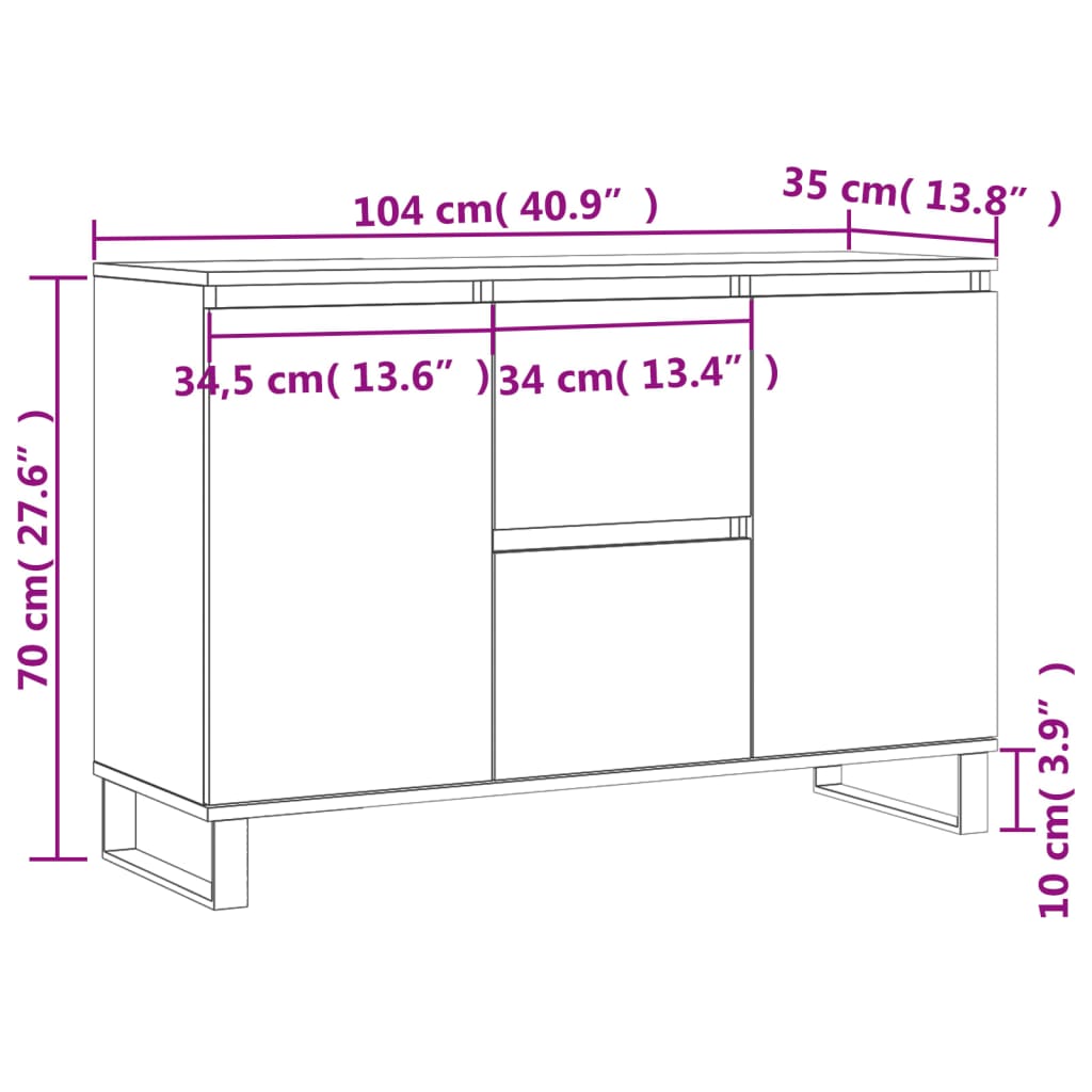 Sideboard Räuchereiche 101,5x35x70 cm Holzwerkstoff