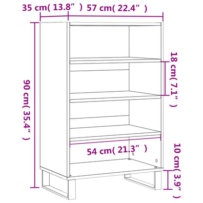 Highboard Schwarz 57x35x90 cm Holzwerkstoff