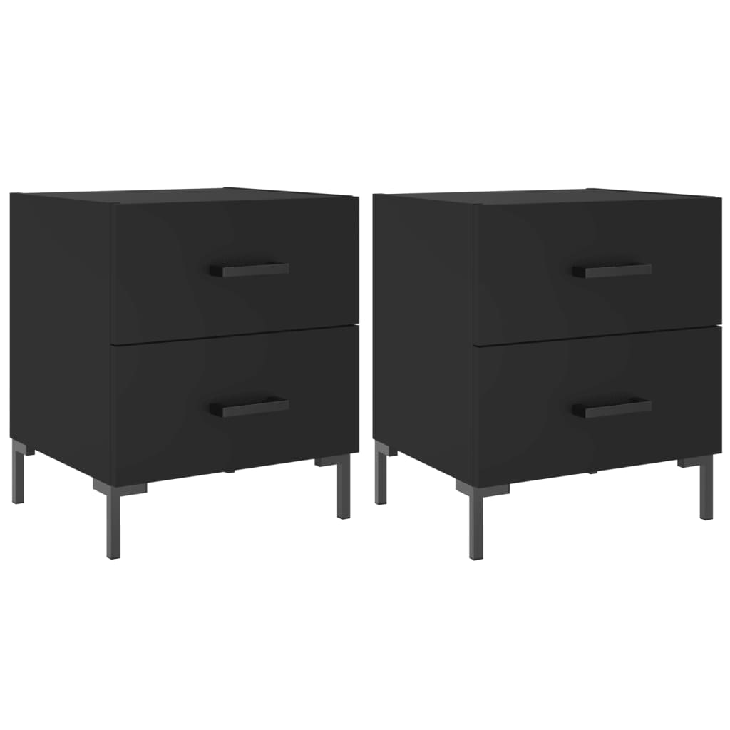 Sengeborde 2 stk Sort 40x35x47,5 cm træmateriale