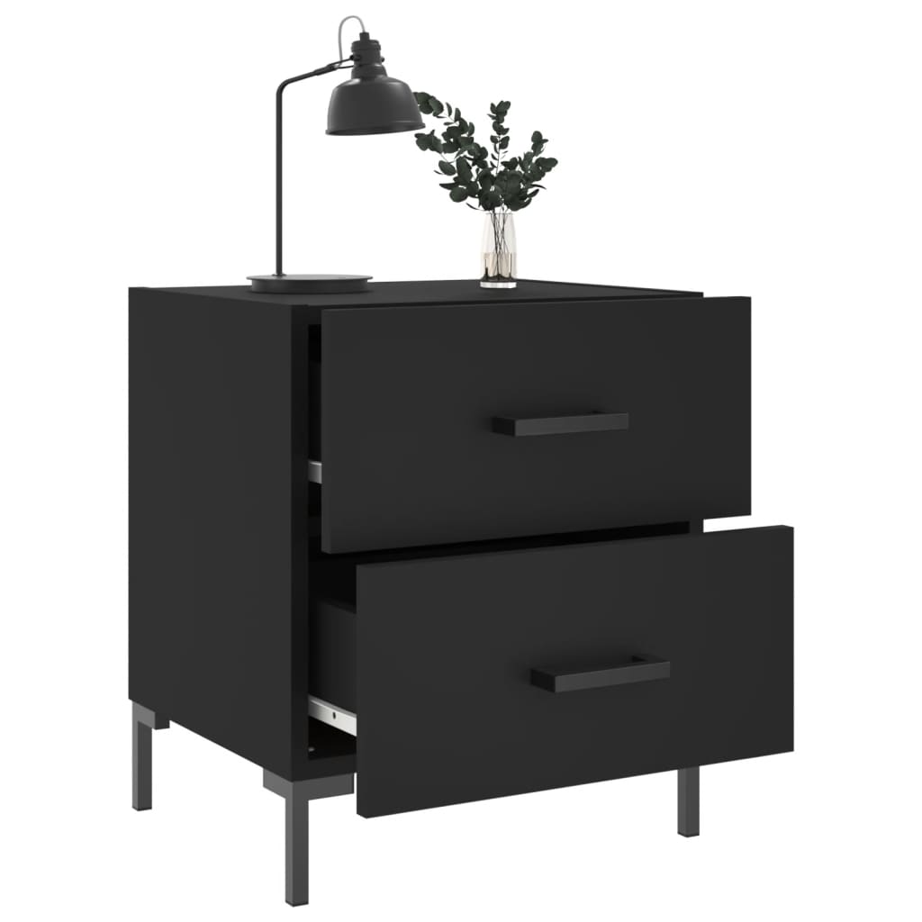 Sengeborde 2 stk Sort 40x35x47,5 cm træmateriale