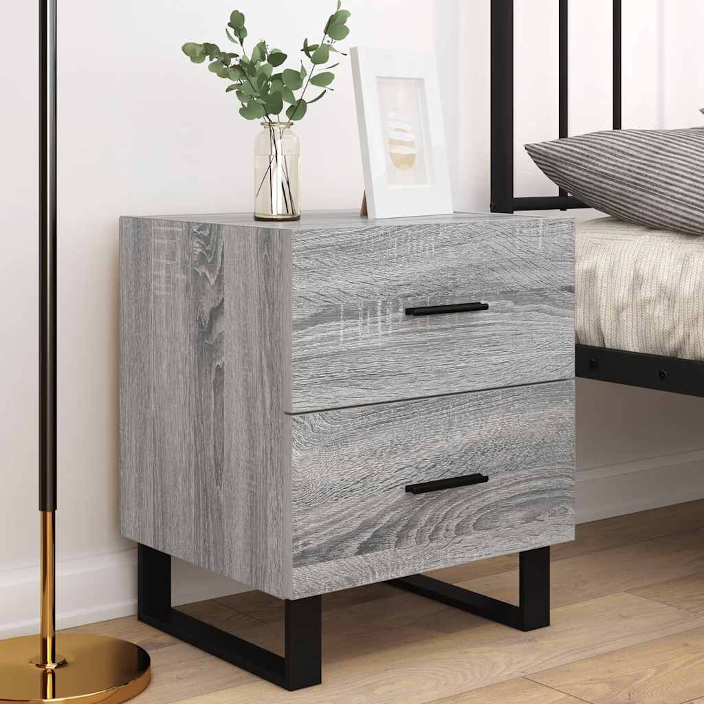 Nachttische 2 Stk. Grau Sonoma 40x35x47,5 cm Holzwerkstoff